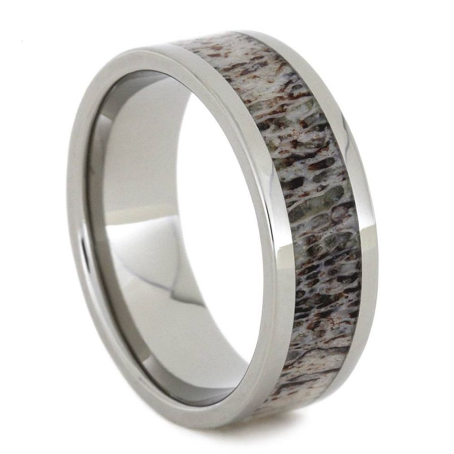 DEERS - pánsky prsteň z TITÁNU osadený pravým JELENÍM PAROŽÍM, veľkosť: 66
