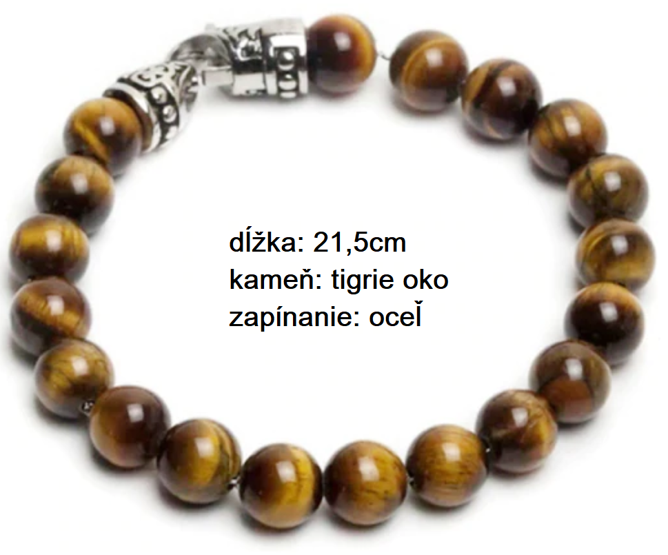TIGEROS - pánsky náramok - kameň: tigrie oko + zapínanie: oceľ, dĺžka: 21,5cm