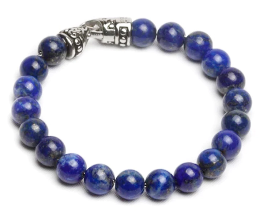 LAPISOR - pánsky náramok - kameň: lápis lazuli + oceľ, dĺžka: 21,5cm