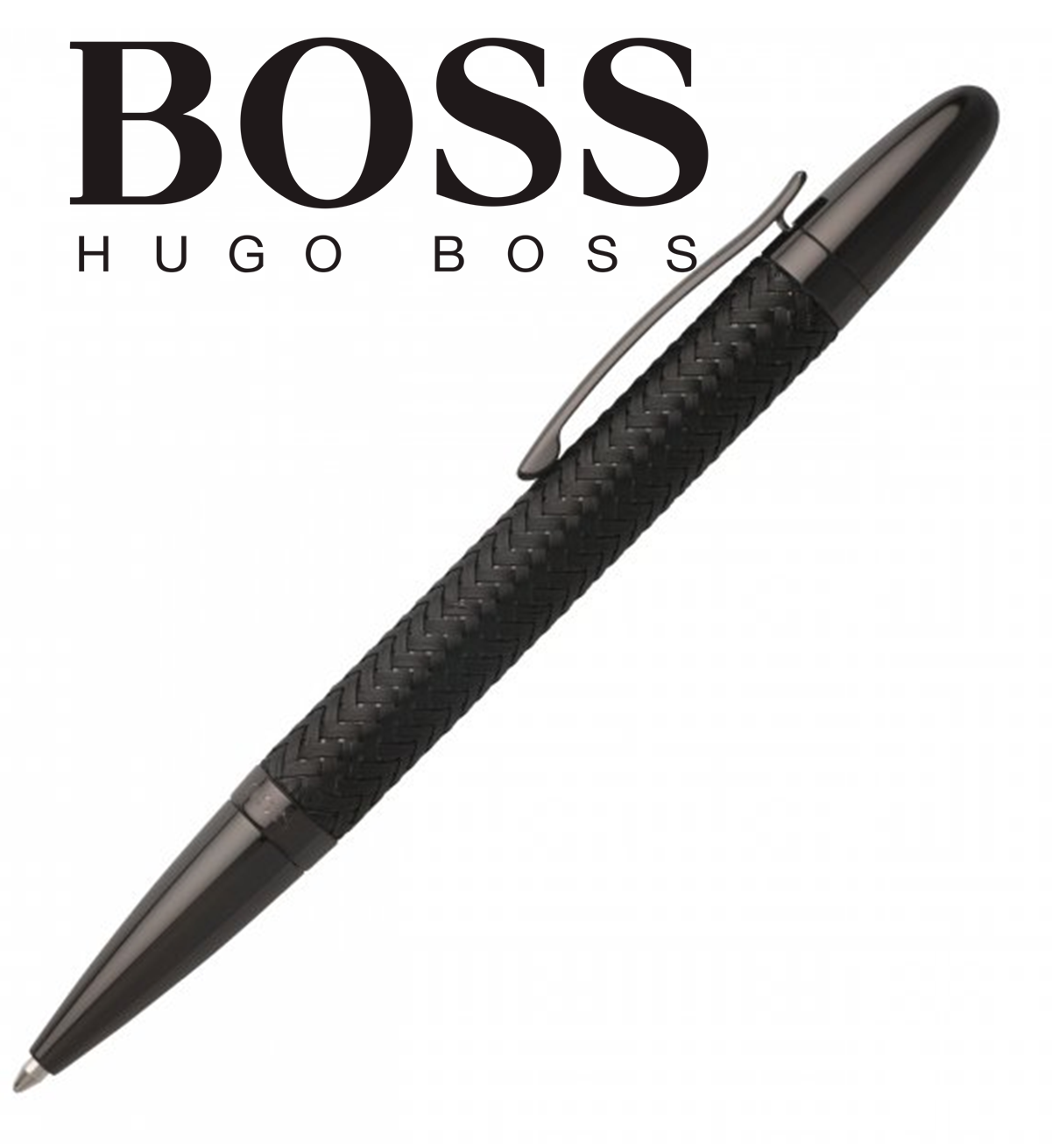 HUGO BOSS - oceľové pero (pletená oceľ) čierna PVD úprava (BLACK/BLACK)