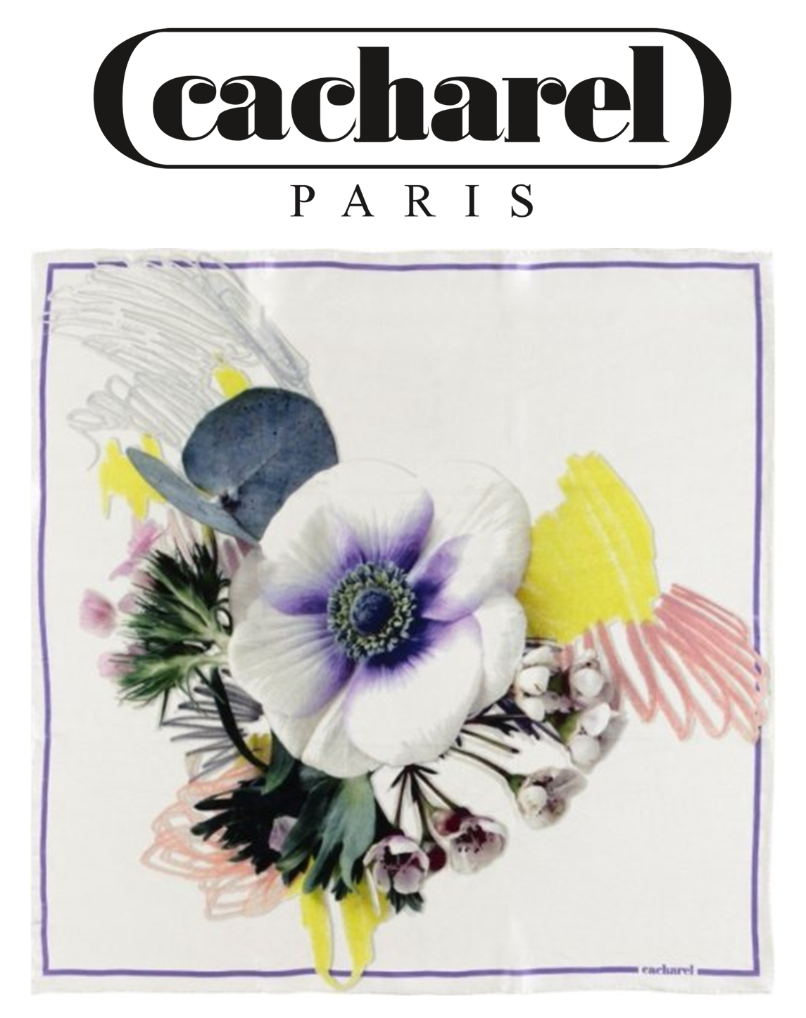 CACHAREL - Madeleine White - Hodvábna šatka pre ženu