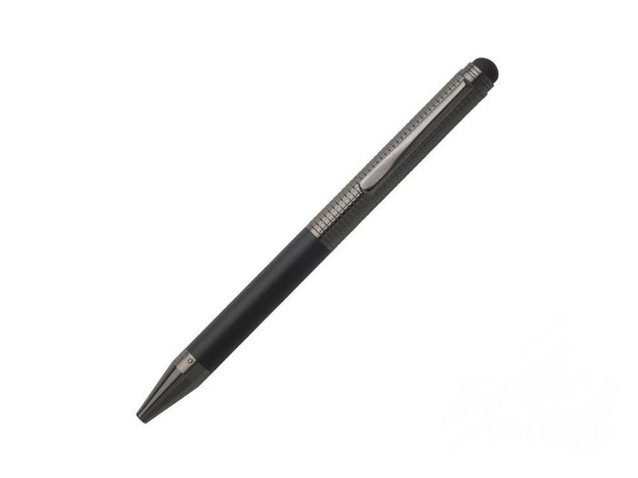 HUGO BOSS - guľôčkové oceľové pero - čierny chróm - otočný twist mechanizmus