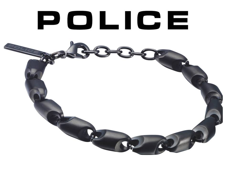 POLICE - pánsky exkluzívny náramok (chirurgická oceľ) - čierne PVD -  dĺžka:21cm