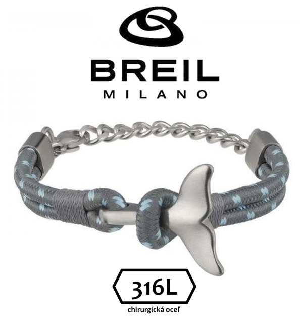 BREIL (ITALY) - pánsky oceľový náramok - nastaviteľná veľkosť max 21cm