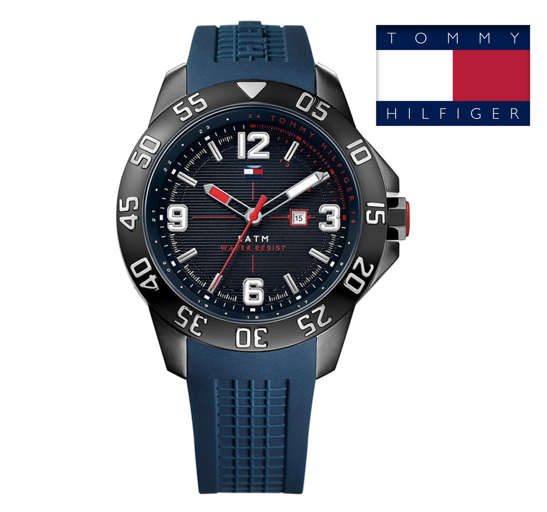 pánske hodinky TOMMY HILFIGER - mod. COLE - kaučukový náramok + čierna PVD 