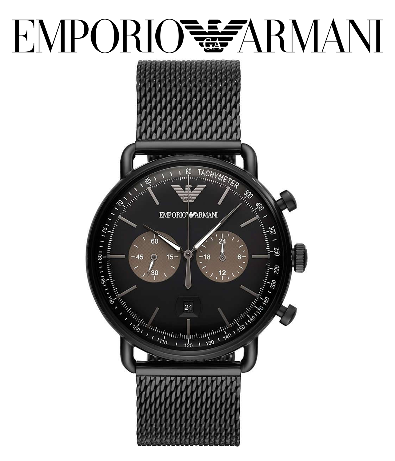 EMPORIO ARMANI - pánske hodinky - Mod. AVIATOR - čierne 