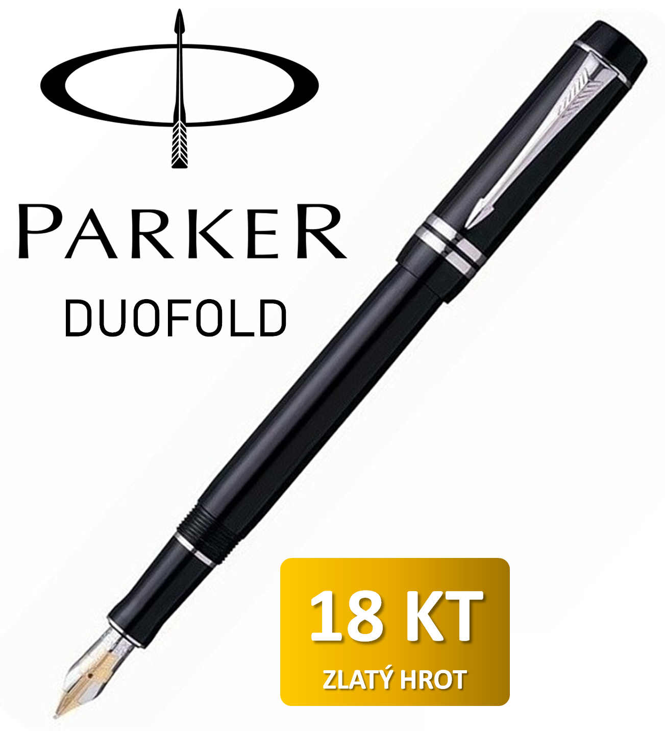 PARKER - Duofold Black Platinum International /FP, plniace pero,hrot(F) 750/1000