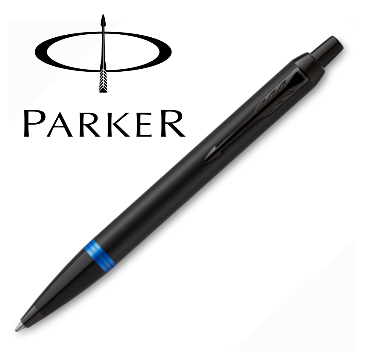 PARKER IM- (guľôčkové) Vibrant - matná čierna s modrými eloxovanými doplnkami