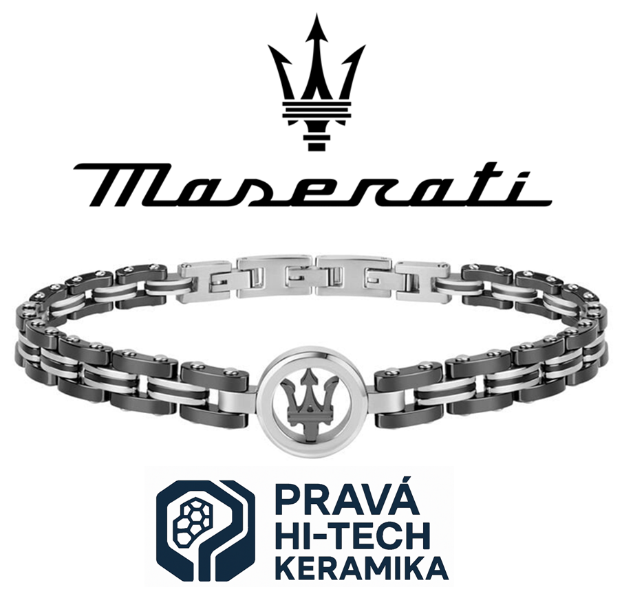 MASERATI (ITALY) - pánsky náramok, HI-TEC keramika v kombinácii s ušľachtilou oceľou