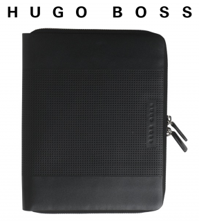 HUGO BOSS - Spot - kožené portfólio A5 so zápisníkom na zips - športový dizajn