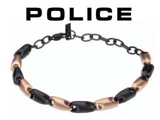 POLICE - pánsky exkluzívny náramok - chirurgická oceľ - black, gold - 21cm