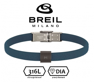 BREIL (Milano) - pánsky náramok osadený prírodným čiernym diamantom - 21cm