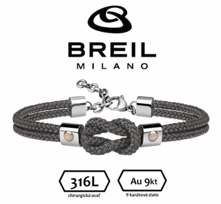 BREIL (Milano) pánsky náramok oceľ + 9kt(ružové zlato) - nastaviteľná dĺžka