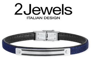 2JEWELS (ITALY) - pánsky náramok (oceľ+koža+nylon) - dĺžka: 21cm
