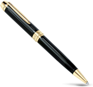 MASERATI (ITALY) - luxusné pánske guľôčkové pero  - čierne so zlatými doplnkami