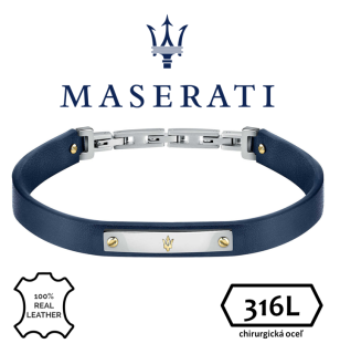 MASERATI (ITALY) - pánsky náramok (koža, oceľ) - dĺžka: 21 cm
