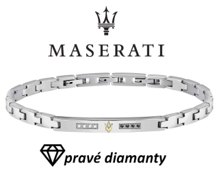MASERATI - pánsky náramok - kombinácia bielych a čiernych diamantov, 8 diamantov