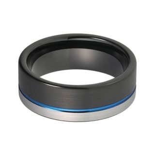 BLACKNAR - pánsky WOLFRÁMOVÝ prsteň (čierno-modro-sivý) - veľkosť: 65