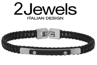 2JEWELS (ITALY) - pánsky náramok z kože a chirurgickej ocele - dĺžka: 21 cm 